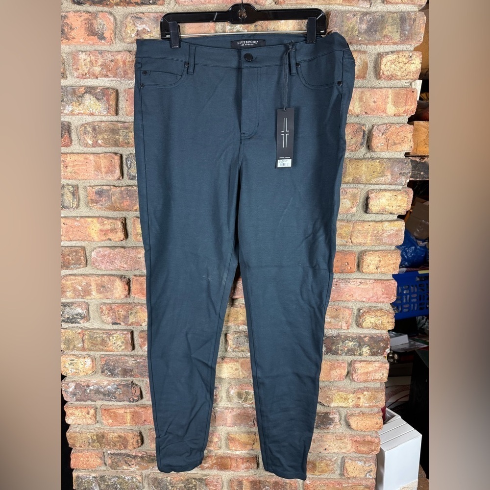 Liverpool Skinny Ponte Knit Pants Size 16/33 Stretch Legging Dark Night Gray